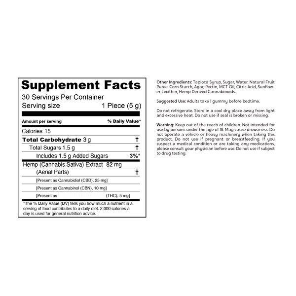 Koi CBD, Complete Full Spectrum CBD Gummies – Nighttime Rest, Black Cherry, 30ct, 300mg CBN + 150mg THC + 750mg CBD