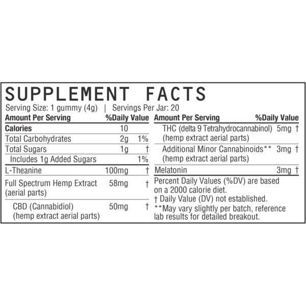 five, Knockout Sleep CBD+THC Melatonin Gummies, Blackberry, Full Spectrum, 20ct, 100mg THC + 1000mg CBD